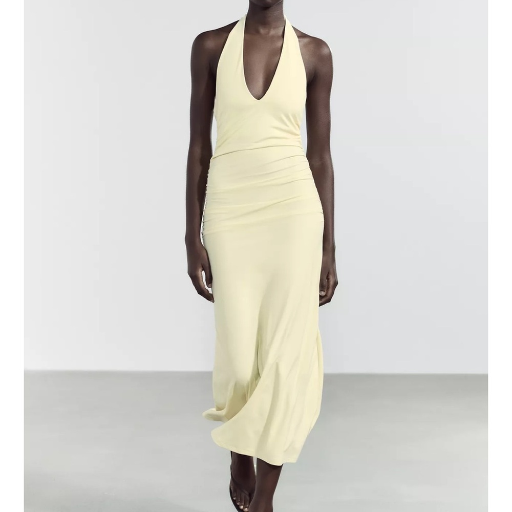HALTER POLYAMIDE MAXI DRESS